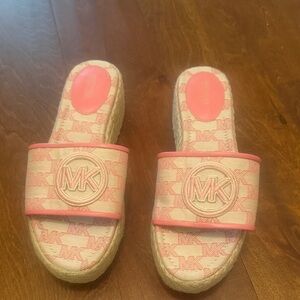 Michael Kors Pink and Beige Logo Sandals